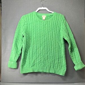 L.L. Bean Green Cable Knit Sweater